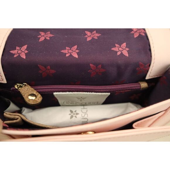 Anuschka Pink Dragonflies Hand-Painted Leather Crossbody Bag RFID Protection - Picture 7 of 10